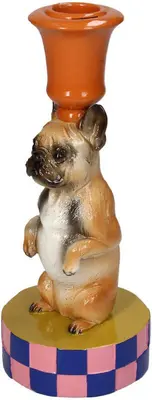 Kersten kandelaar polyresin hond 8x19cm multi - afbeelding 1