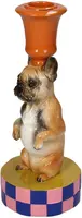 Kersten kandelaar polyresin hond 8x19cm multi - afbeelding 1