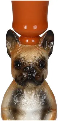 Kersten kandelaar polyresin hond 8x19cm multi - afbeelding 3