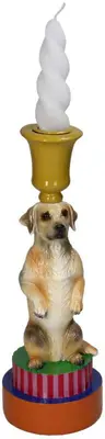 Kersten kandelaar polyresin hond 8x23cm multi - afbeelding 2