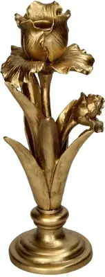 Kersten kandelaar polyresin iris 13x10x27cm goud