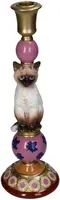 Kersten kandelaar polyresin kat 10.5x31cm multi - afbeelding 1
