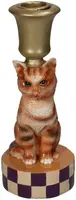 Kersten kandelaar polyresin kat 7.5x18cm multi - afbeelding 1
