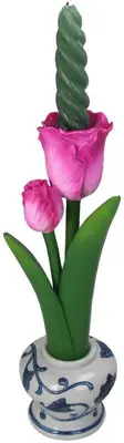 Kersten kandelaar polyresin tulp 9.5x9x27cm paars - afbeelding 2