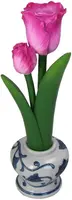Kersten kandelaar polyresin tulp 9.5x9x27cm paars - afbeelding 1