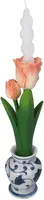 Kersten kandelaar polyresin tulp 9.5x9x31cm perzik - afbeelding 2