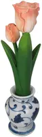 Kersten kandelaar polyresin tulp 9.5x9x31cm perzik - afbeelding 1