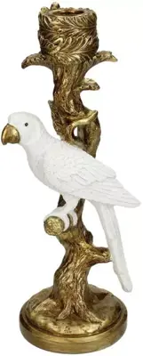 Kersten kandelaar polyresin vogel 10.5x9x25.5cm goud - afbeelding 1