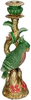 Kersten kandelaar polyresin vogel 10x9.5x33.5cm groen - afbeelding 1