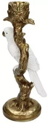 Kersten kandelaar polyresin vogel 10x9x25.5cm goud - afbeelding 2