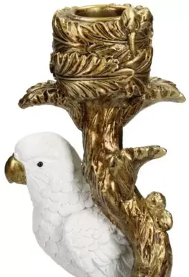 Kersten kandelaar polyresin vogel 10x9x25.5cm goud - afbeelding 4