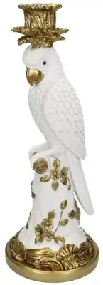 Kersten kandelaar polyresin vogel 14x14x35.5cm goud - afbeelding 1