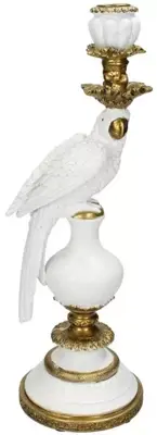 Kersten kandelaar polyresin vogel 15x13x39.5cm goud - afbeelding 1
