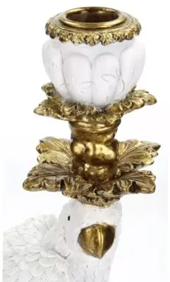 Kersten kandelaar polyresin vogel 15x13x39.5cm goud - afbeelding 4