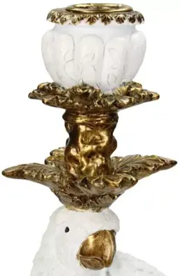 Kersten kandelaar polyresin vogel 15x15x39.5cm goud - afbeelding 3