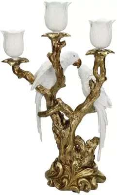 Kersten kandelaar polyresin vogel 23x12.5x37.5cm goud - afbeelding 2