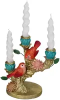Kersten kandelaar polyresin vogels 21x11.5x20cm multi - afbeelding 3
