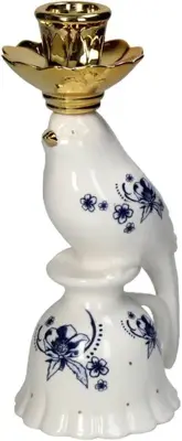 Kersten kandelaar porselein dutch delight vogel 10x8.5x21cm blauw - afbeelding 1