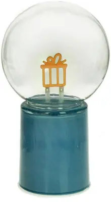 Kersten kerstfiguur glas cadeau led 10x10x17cm blauw, transparant - afbeelding 1