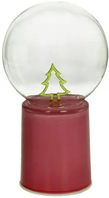 Kersten kerstfiguur glas kerstboom led 10x10x17cm roze, transparant - afbeelding 1