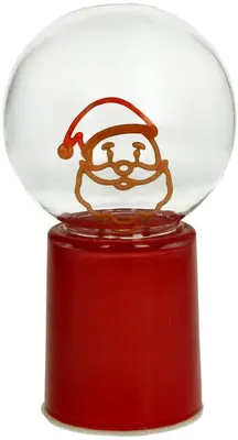 Kersten kerstfiguur glas santa led 10x10x17cm rood, transparant - afbeelding 1