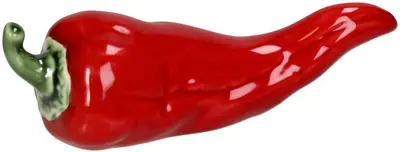 Kersten ornament aardewerk rode chili 15.4x5.1x5.5cm rood - afbeelding 1