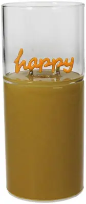 Kersten ornament glas happy 6.5x15cm geel