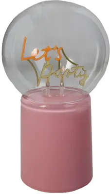 Kersten ornament glas let's party 12x21cm roze, transparant - afbeelding 1