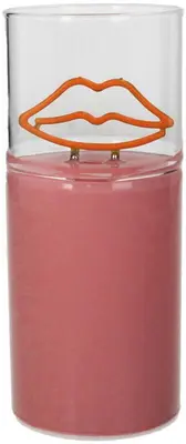 Kersten ornament glas lippen 6.5x15cm roze, transparant - afbeelding 1