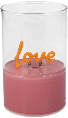 Kersten ornament glas love 6.5x10cm roze, transparant - afbeelding 2