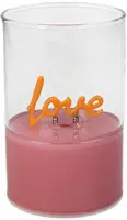 Kersten ornament glas love 6.5x10cm roze, transparant - afbeelding 2