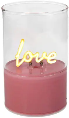 Kersten ornament glas love 6.5x10cm roze, transparant - afbeelding 1