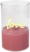 Kersten ornament glas love 6.5x10cm roze, transparant - afbeelding 1