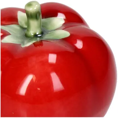 Kersten ornament keramiek tomaat 8x6.6cm rood - afbeelding 2