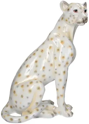 Kersten ornament polyresin luipaard 34.5x22x46.5cm wit - afbeelding 3