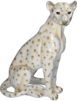 Kersten ornament polyresin luipaard 34.5x22x46.5cm wit - afbeelding 1