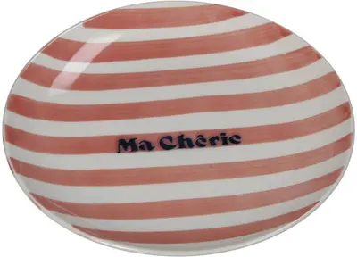 Kersten schaal aardewerk ma cherie 21x2.5cm wit, roze - afbeelding 1