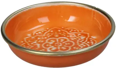 Kersten schaal metaal deco 11x2.5cm oranje - afbeelding 1