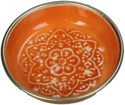 Kersten schaal metaal deco 11x2.5cm oranje - afbeelding 2