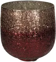 Kersten theelichthouder glas crackle 27x27cm burgundy - afbeelding 1