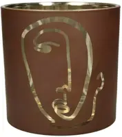Kersten theelichthouder glas face 15x15cm bruin kopen?