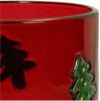 Kersten theelichthouder glas kerstboom 10x10cm rood - afbeelding 3