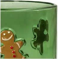 Kersten theelichthouder glas peperkoekmannetje 10x10cm groen - afbeelding 3