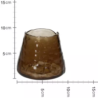 Kersten theelichthouder glas rond 11x9.5cm bruin - afbeelding 4