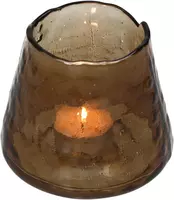 Kersten theelichthouder glas rond 11x9.5cm bruin - afbeelding 2