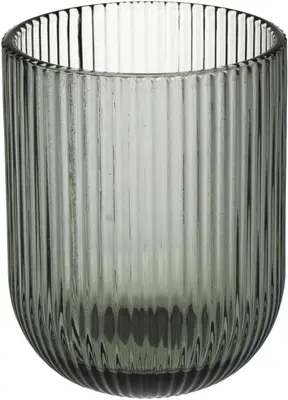 Kersten theelichthouder glas stripe 7.5x9.5cm grijs