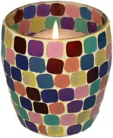 Kersten theelichthouder glas trendy 11x13cm multi - afbeelding 1