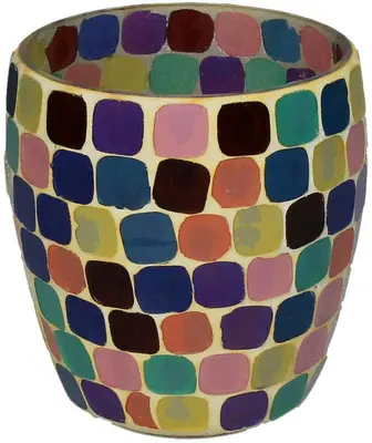 Kersten theelichthouder glas trendy 11x13cm multi - afbeelding 3