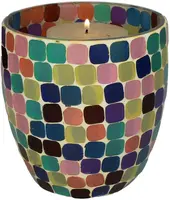 Kersten theelichthouder glas trendy 14x15cm multi - afbeelding 1