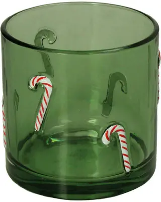 Kersten theelichthouder glas zuurstok 10x10cm groen - afbeelding 2
